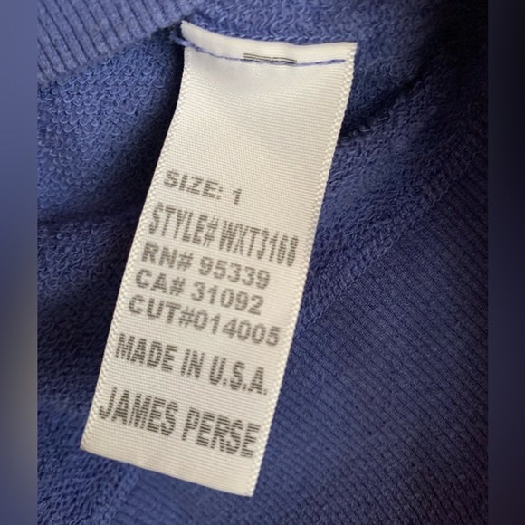 JAMES PERSE Vintage Sweatshirt, Supina Cotton, 3/4 Sleeve, Size 1, Excellent Con - Picture 9 of 10